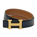 Hermes Belt H Box Calf Black Gold 70 Reversible