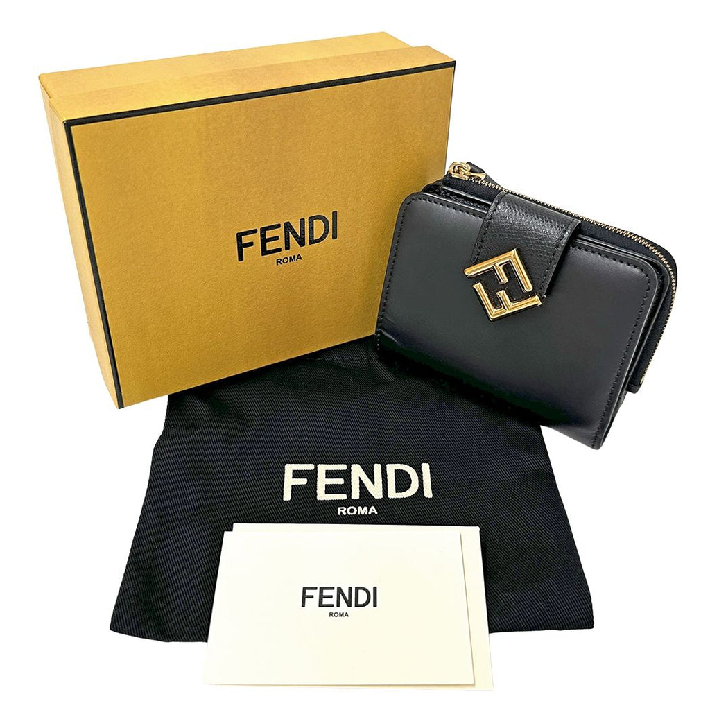 Fendi Wallet Bifold FF Diamond Leather Black Mini Small — view 6
