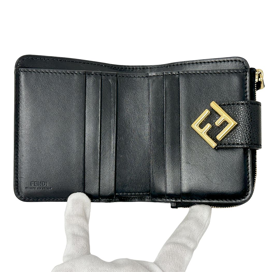 Fendi Wallet Bifold FF Diamond Leather Black Mini Small — view 4