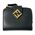 Fendi Wallet Bifold FF Diamond Leather Black Mini Small