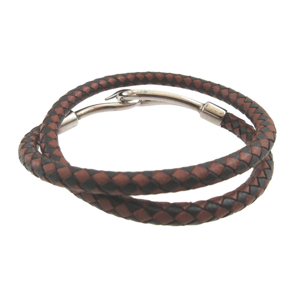 Hermes Jumbo Braided Leather Brown Bracelet — view 2