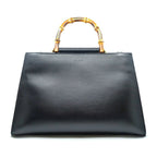 Gucci Nymphaea Bamboo Handbag Black Two-tone Leather Bag