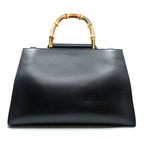 Gucci Nymphaea Bamboo Handbag Black Two-tone Leather Bag — view 2