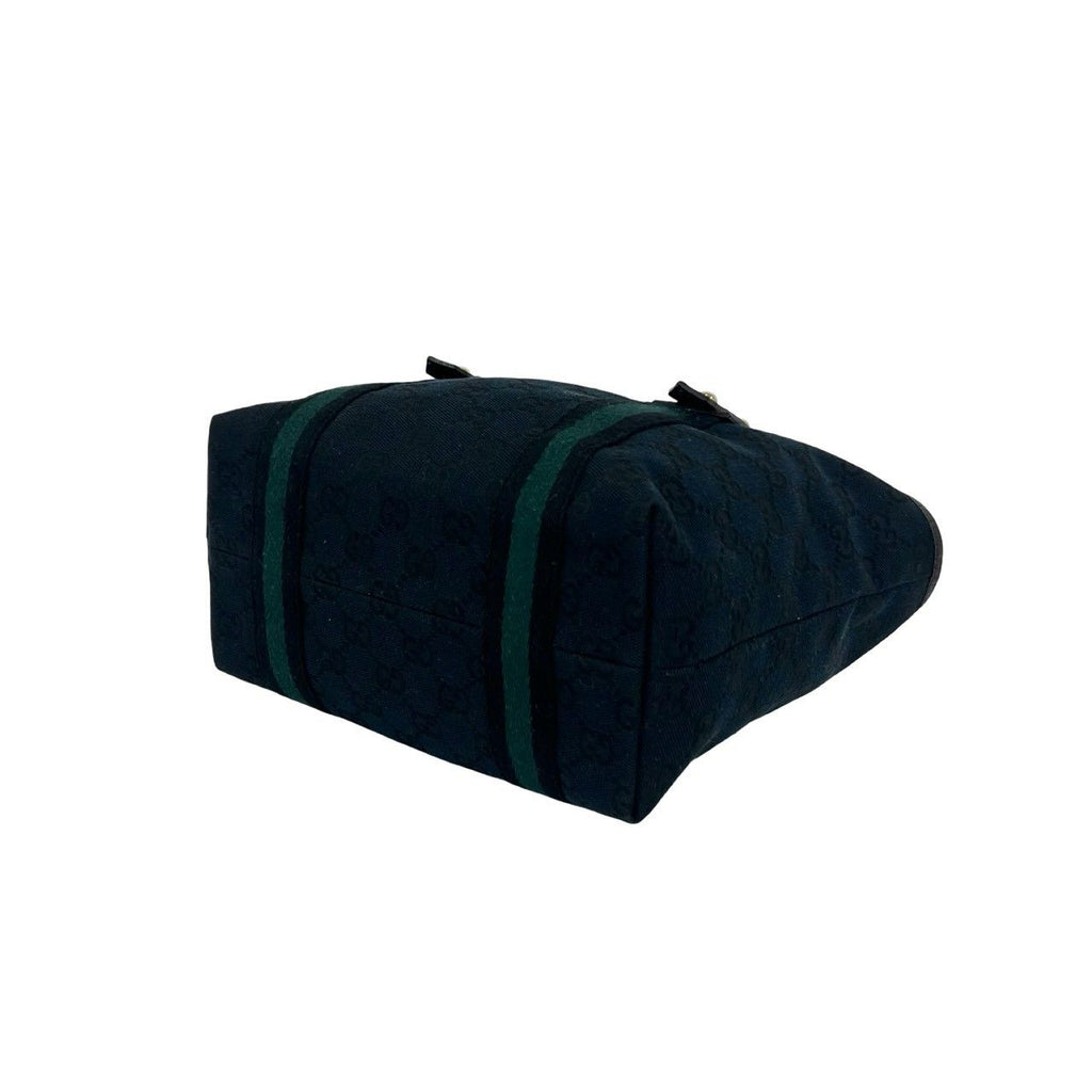 Gucci GG Logo Pattern Canvas Leather Mini Tote Boston Bag Navy — view 8