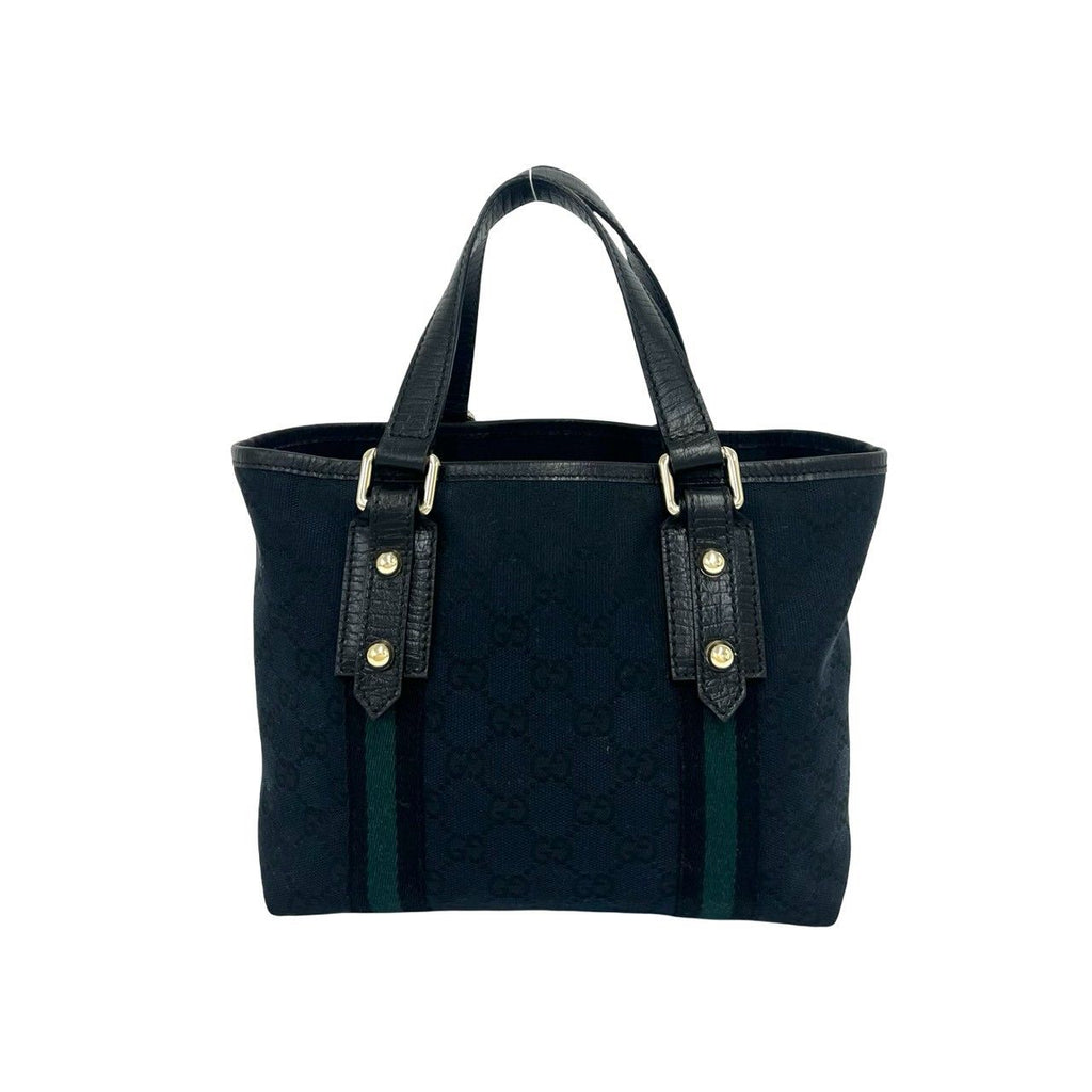 Gucci GG Logo Pattern Canvas Leather Mini Tote Boston Bag Navy — view 3