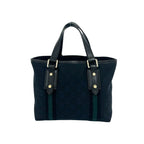 Gucci GG Logo Pattern Canvas Leather Mini Tote Boston Bag Navy — view 3