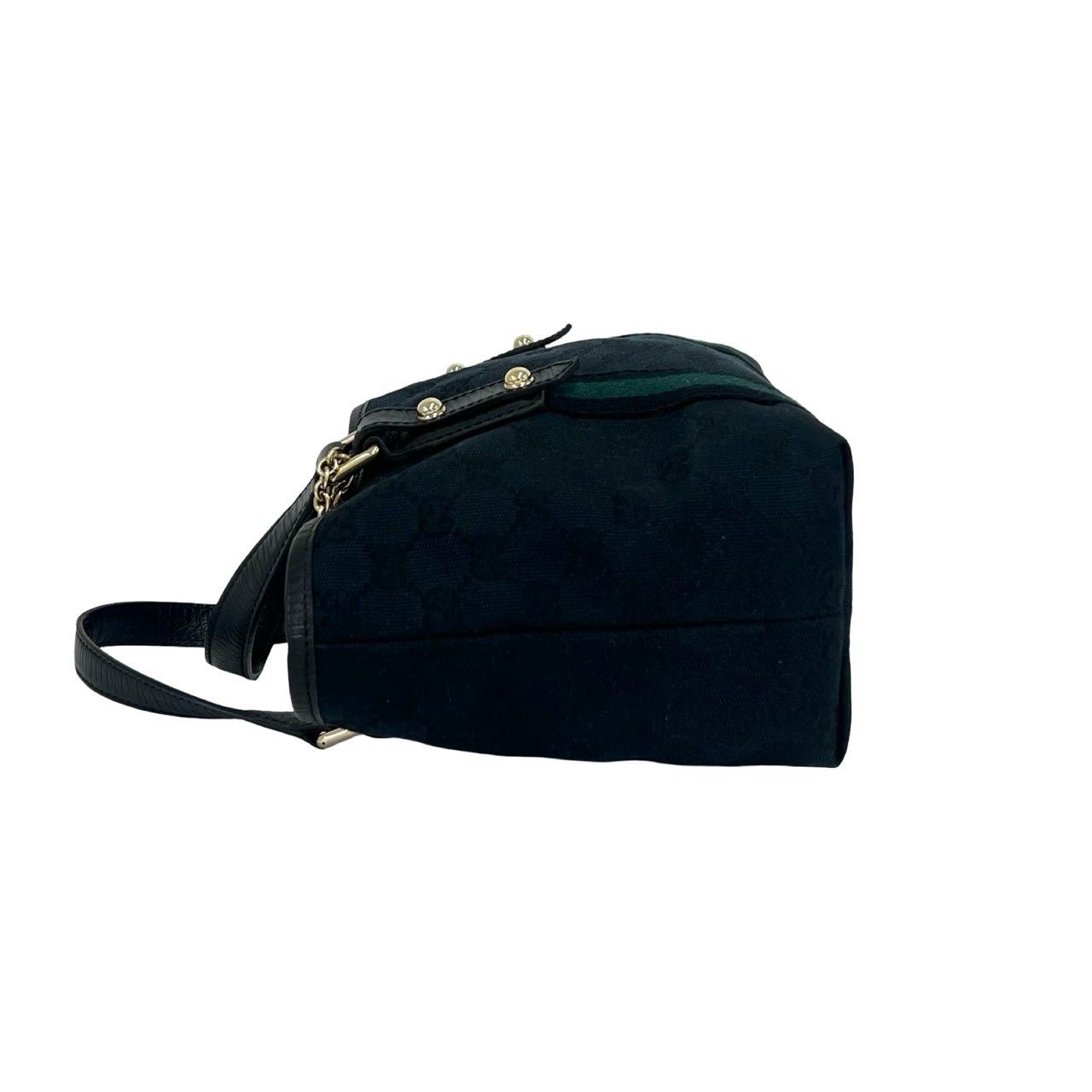 Gucci GG Logo Pattern Canvas Leather Mini Tote Boston Bag Navy — view 5