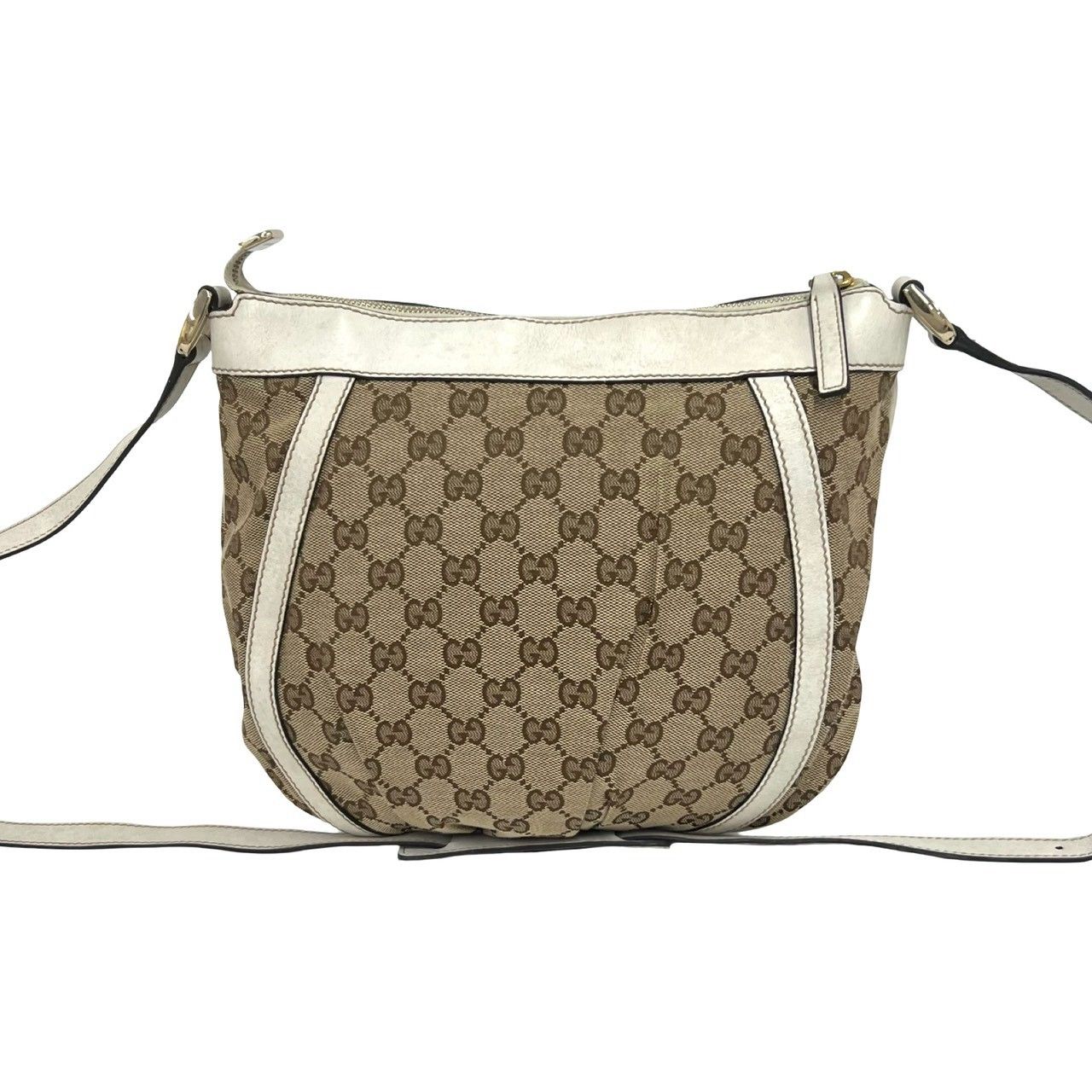 Gucci Abbey GG Logo Canvas Leather Shoulder Bag Pochette Cross Brown — view 3