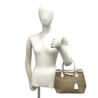 Prada Logo Canvas Leather Mini Tote Boston Bag Brown — view 2