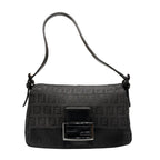 Fendi Mini Mamma Bucket Zucchino Pattern Shoulder Bag Leather Black