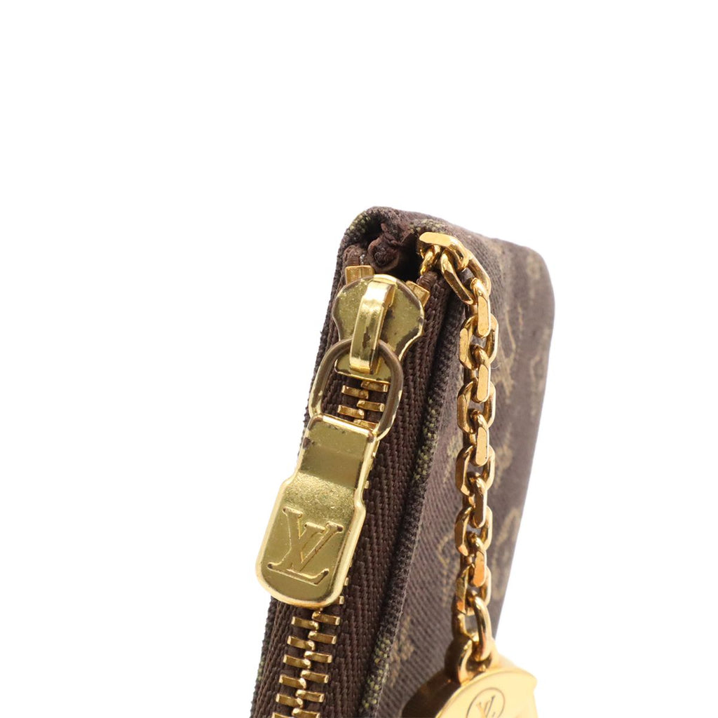Louis Vuitton Monogram Mini Lin Pochette Cles Coin Purse Ebene Dark Brown — view 4