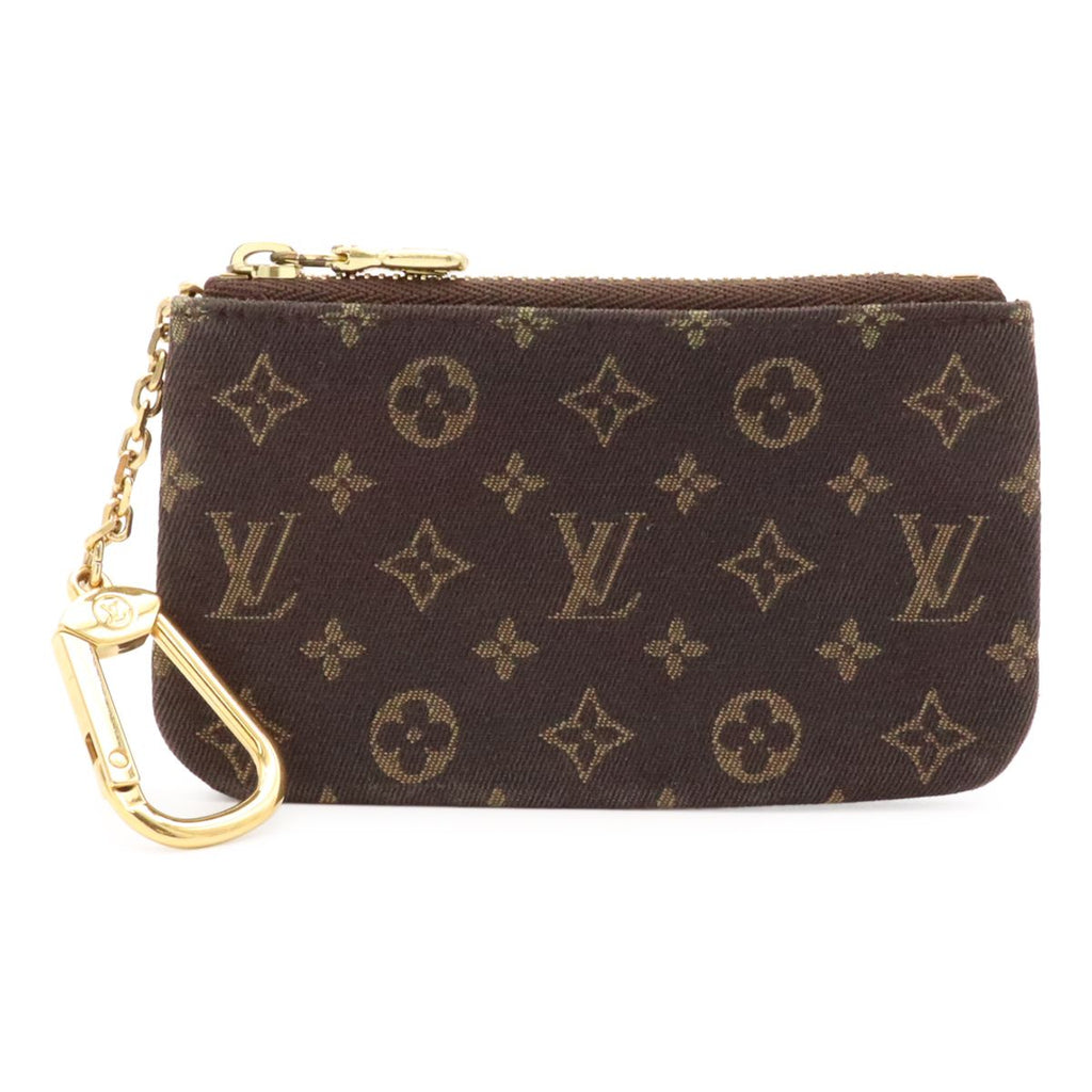 Louis Vuitton Monogram Mini Lin Pochette Cles Coin Purse Ebene Dark Brown