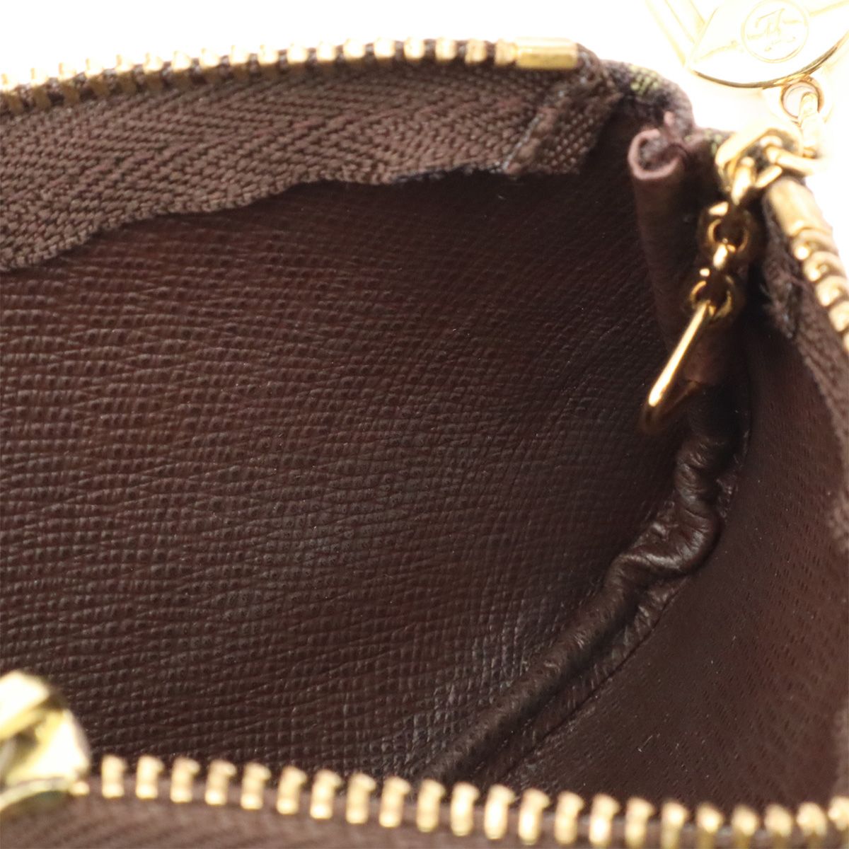 Louis Vuitton Monogram Mini Lin Pochette Cles Coin Purse Ebene Dark Brown — view 6