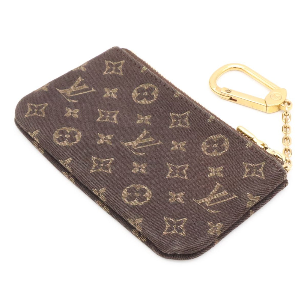 Louis Vuitton Monogram Mini Lin Pochette Cles Coin Purse Ebene Dark Brown — view 2