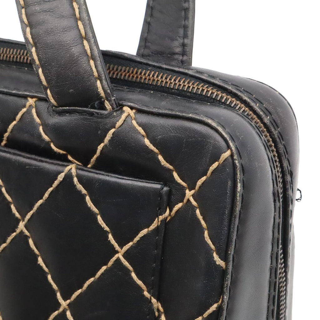 Chanel Wild Stitch CC Logo Tote Leather Black — view 8