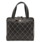 Chanel Wild Stitch CC Logo Tote Leather Black