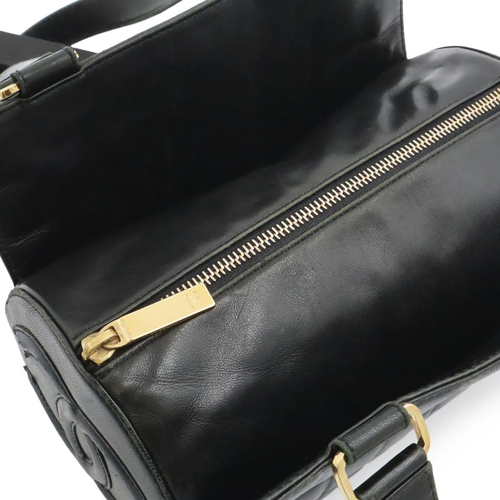 Chanel Choco Bar CC Logo Mini Bag Drum Tube Shape Leather Black Gold — view 6