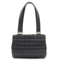 Chanel Choco Bar CC Logo Mini Bag Drum Tube Shape Leather Black Gold