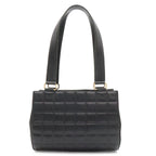 Chanel Choco Bar CC Logo Mini Bag Drum Tube Shape Leather Black Gold