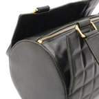Chanel Choco Bar CC Logo Mini Bag Drum Tube Shape Leather Black Gold — view 5