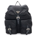 Prada Triangle Logo Backpack Nylon Leather Nero Black Silver