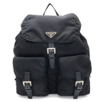 Prada Triangle Logo Backpack Nylon Leather Nero Black Silver