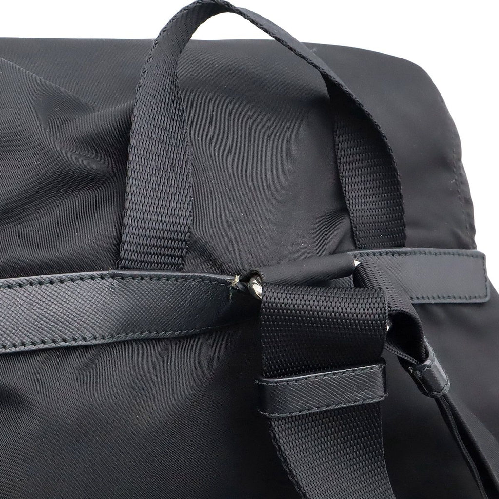 Prada Triangle Logo Backpack Nylon Leather Nero Black Silver — view 4