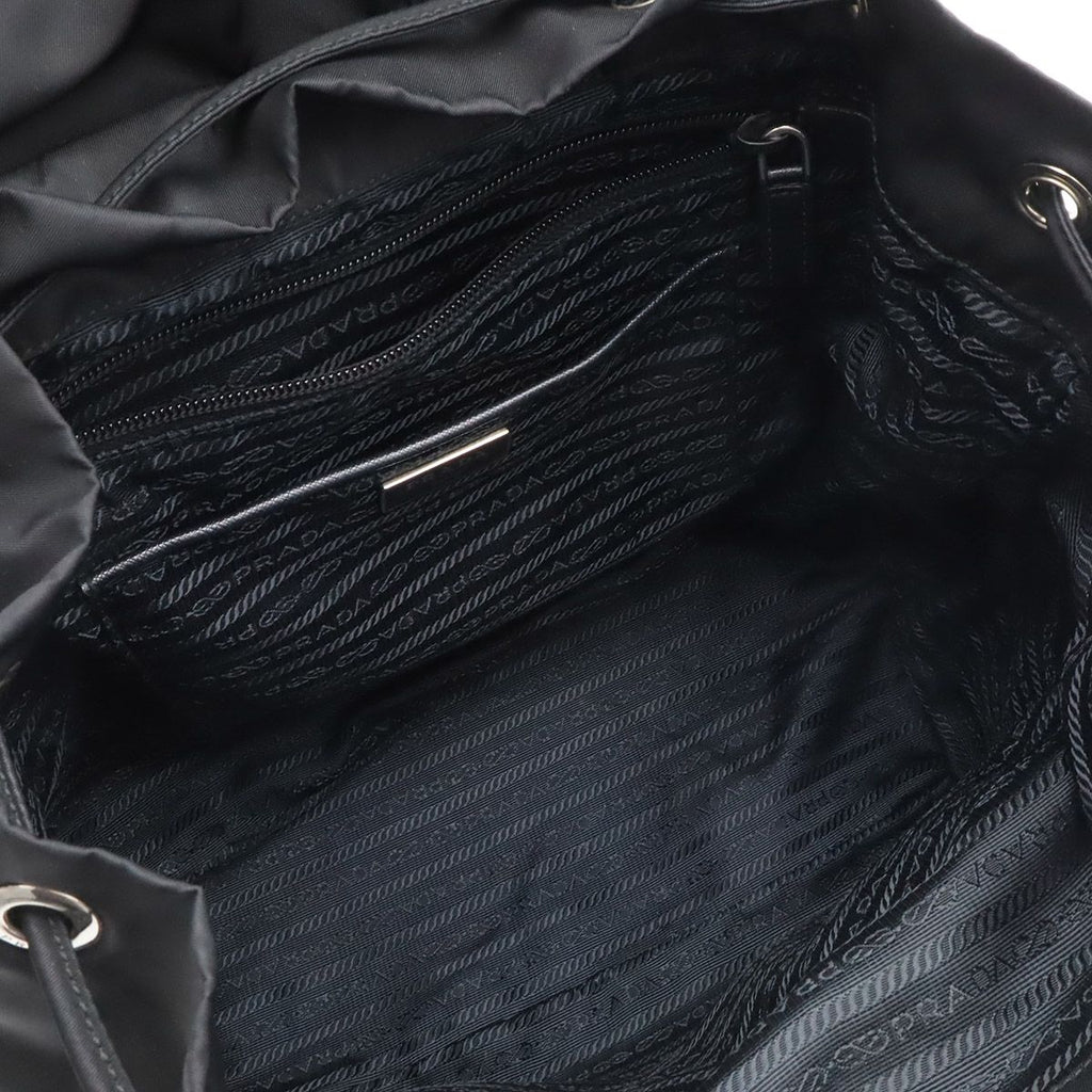 Prada Triangle Logo Backpack Nylon Leather Nero Black Silver — view 6