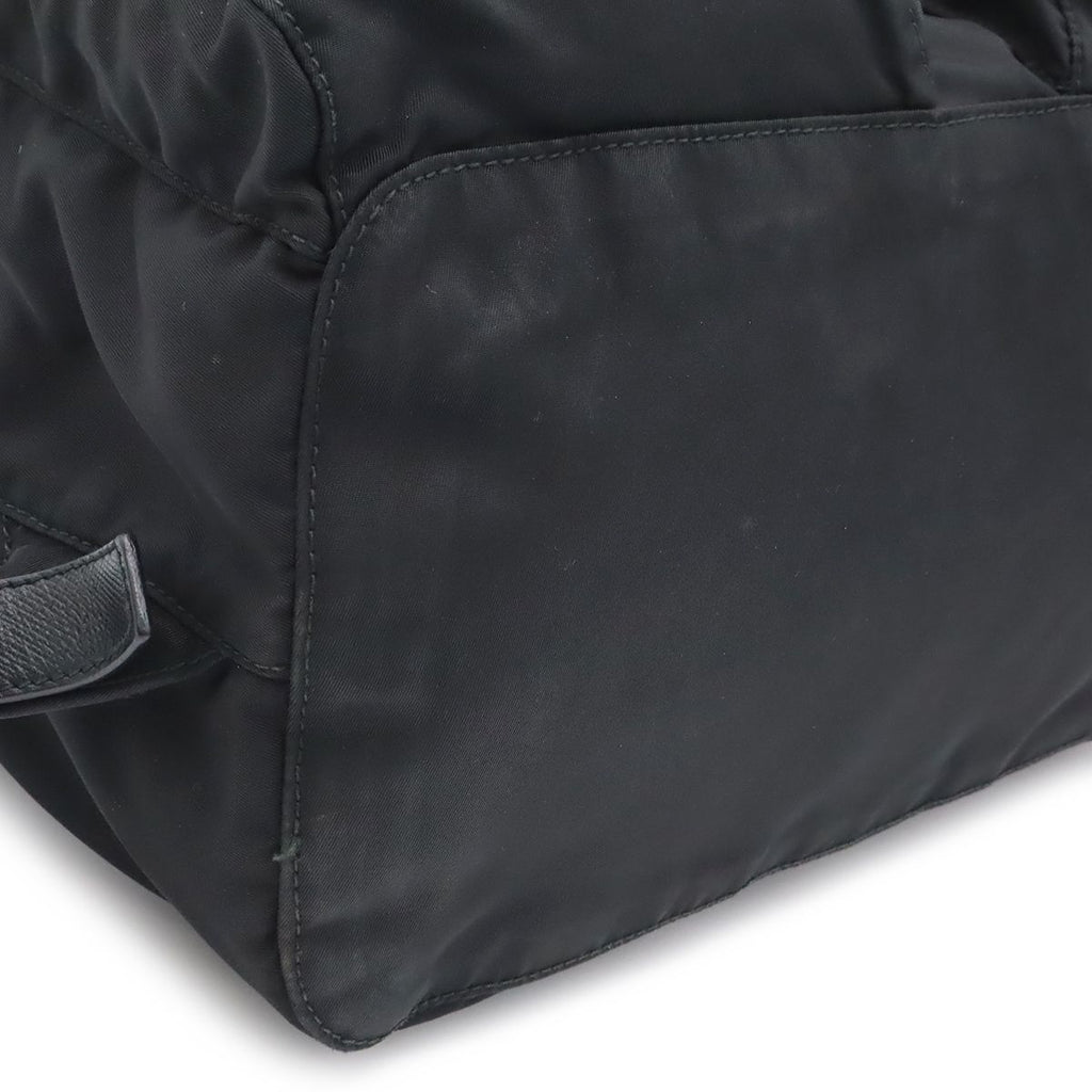 Prada Triangle Logo Backpack Nylon Leather Nero Black Silver — view 3