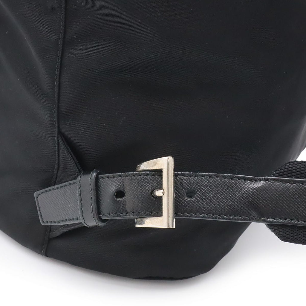 Prada Triangle Logo Backpack Nylon Leather Nero Black Silver — view 5