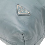 Prada Triangle Logo Tote Business 2-Way Shoulder Bag Leather Blue Gray Silver — view 3