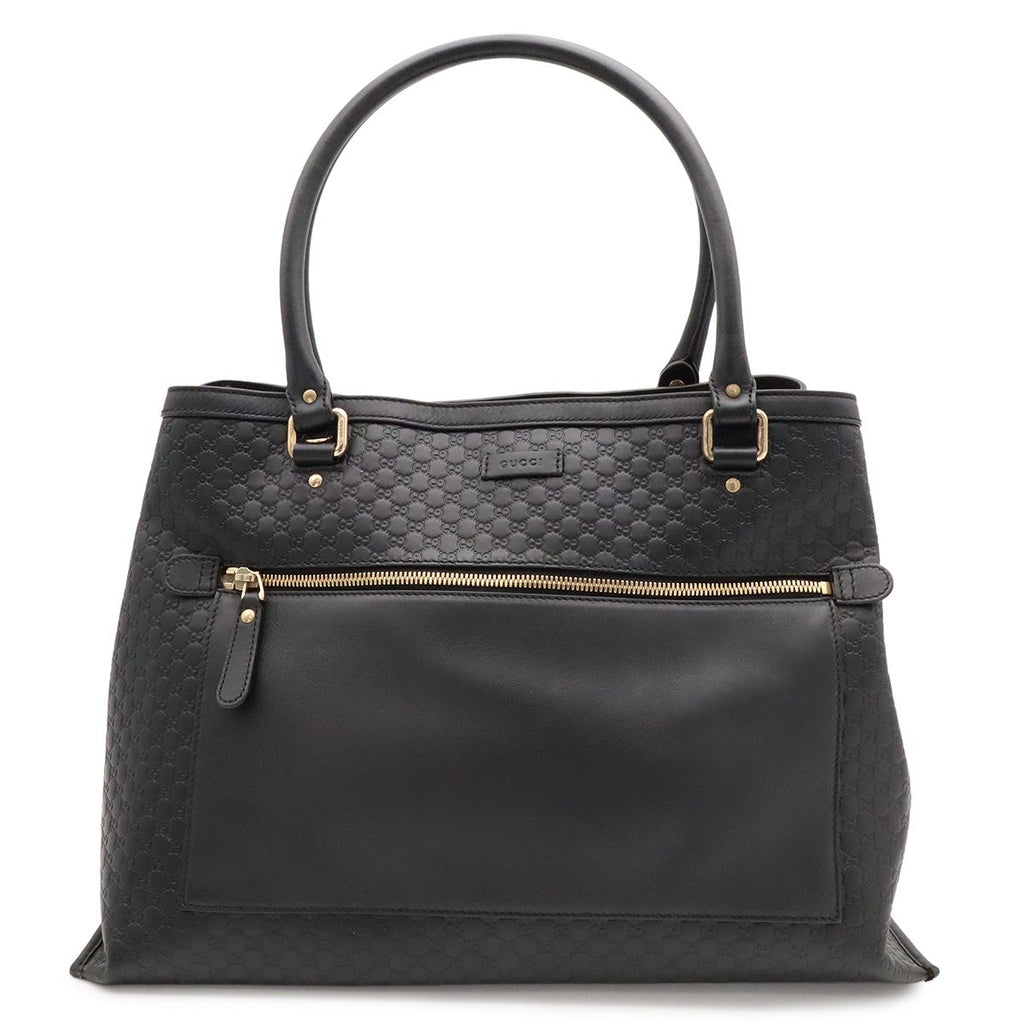 Gucci Micro Guccissima Tote Shoulder Bag Leather Black Gold