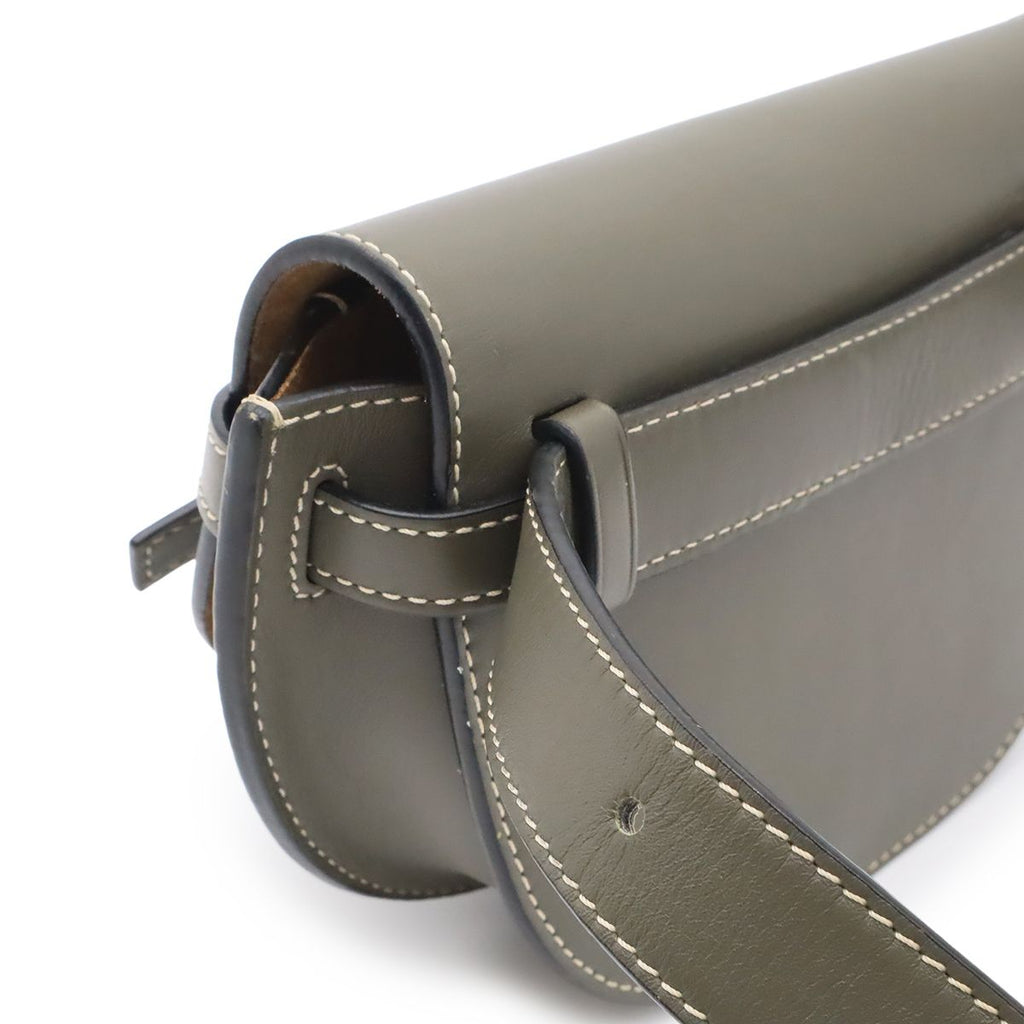 Loewe Mini Gate Bum Back Waist Pouch Belt Bag Cross Leather Khaki Gold — view 4