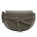 Loewe Mini Gate Bum Back Waist Pouch Belt Bag Cross Leather Khaki Gold