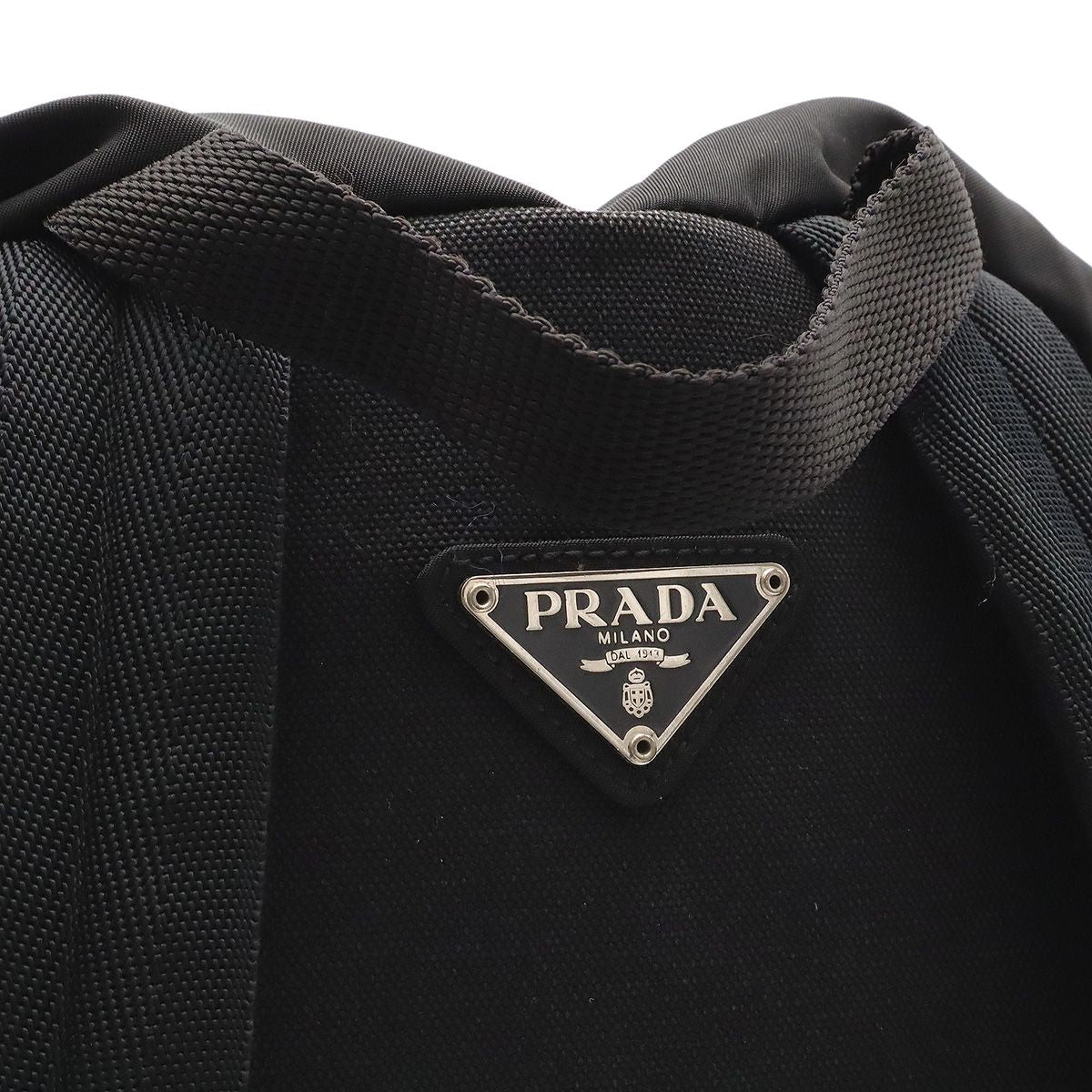 Prada Triangle Logo Backpack Nylon Nero Black Silver — view 5