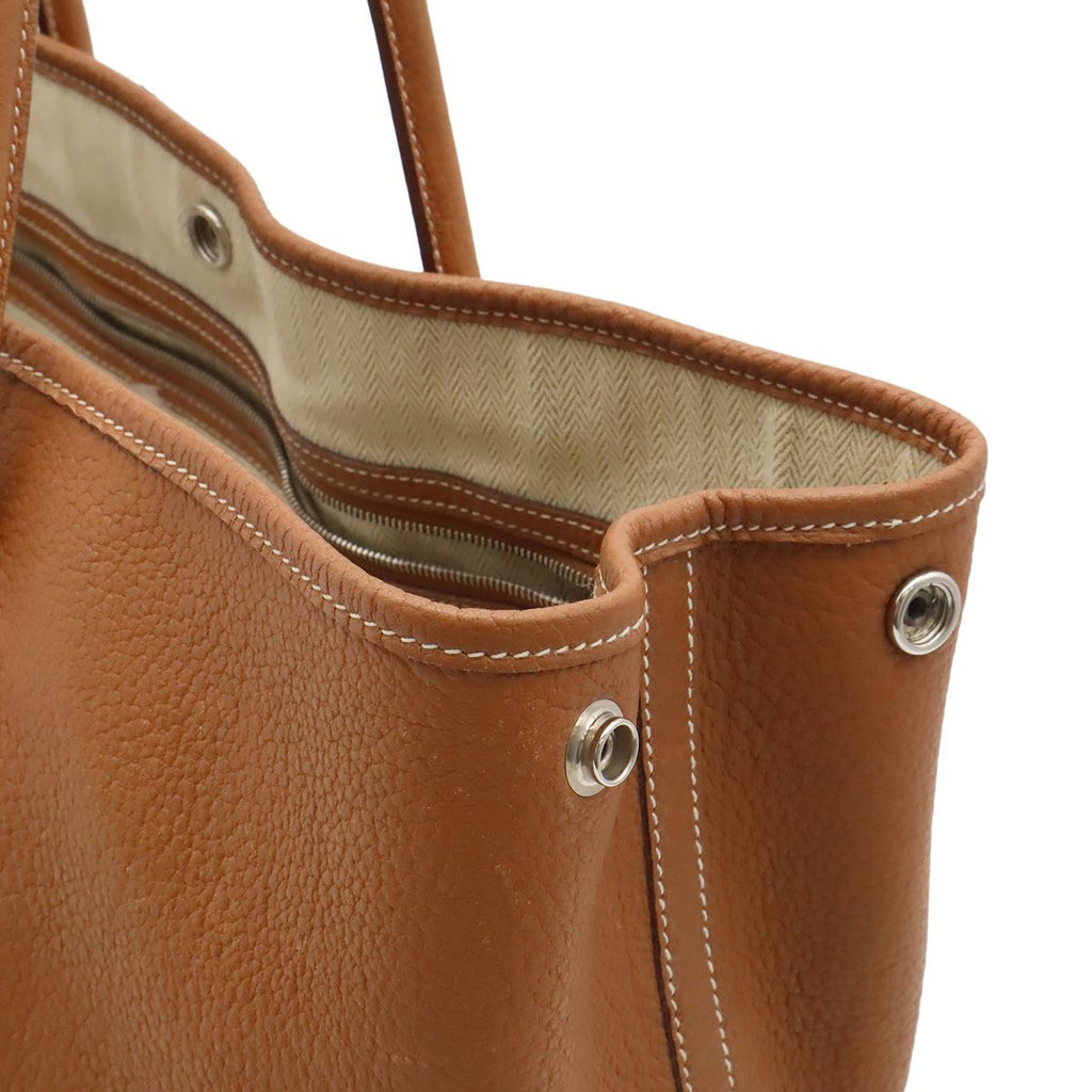 Hermes Garden Party PM Tote Negonda Leather Camel Light Brown Silver — view 7