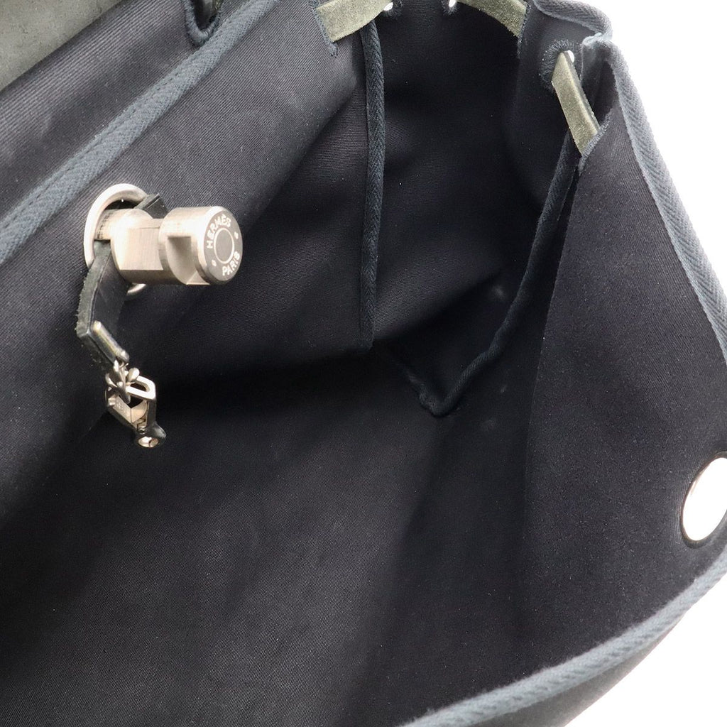 Hermes Herbag MM 2-Way Shoulder Bag Toile Officier Leather Black Silver — view 8