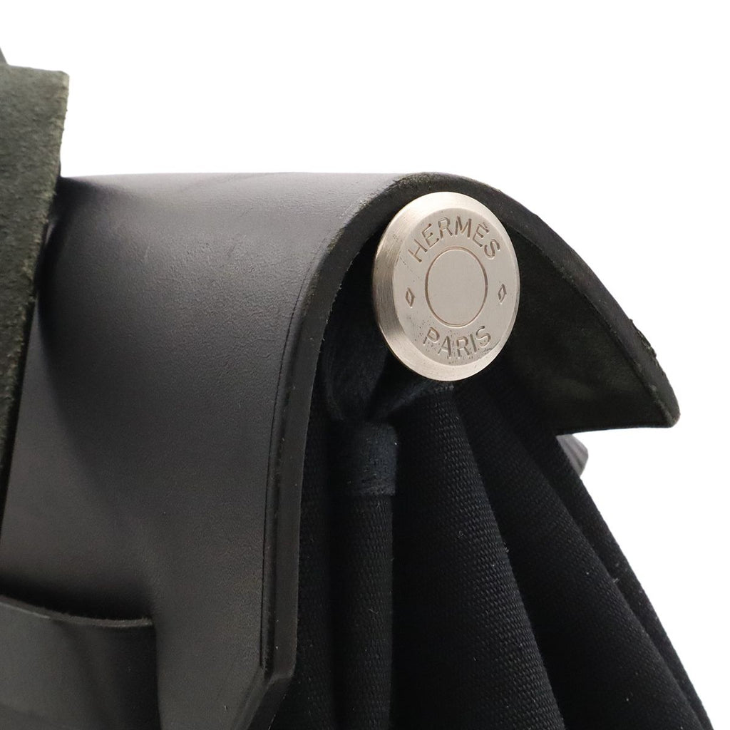 Hermes Herbag MM 2-Way Shoulder Bag Toile Officier Leather Black Silver — view 6