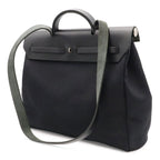 Hermes Herbag MM 2-Way Shoulder Bag Toile Officier Leather Black Silver — view 2