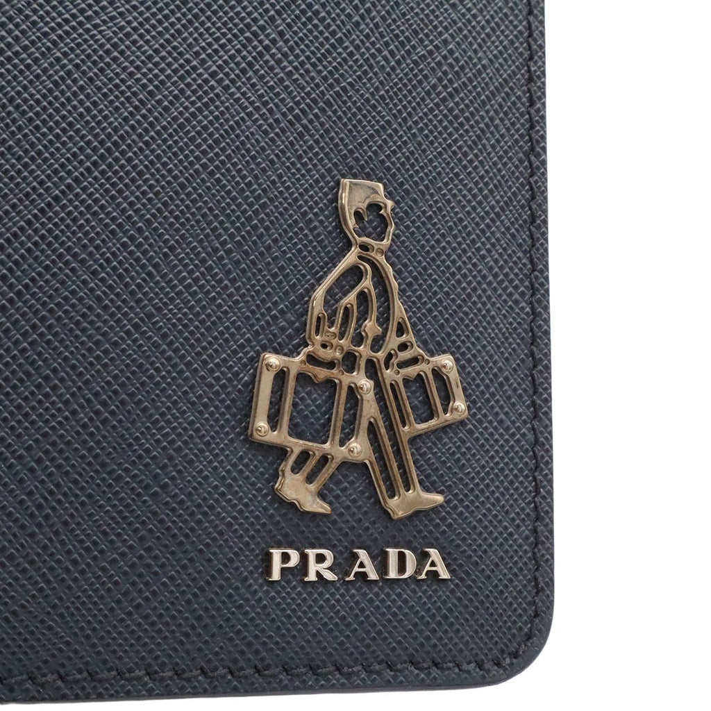 Prada Porter Collaboration Saffiano Clutch Leather Navy Silver — view 7