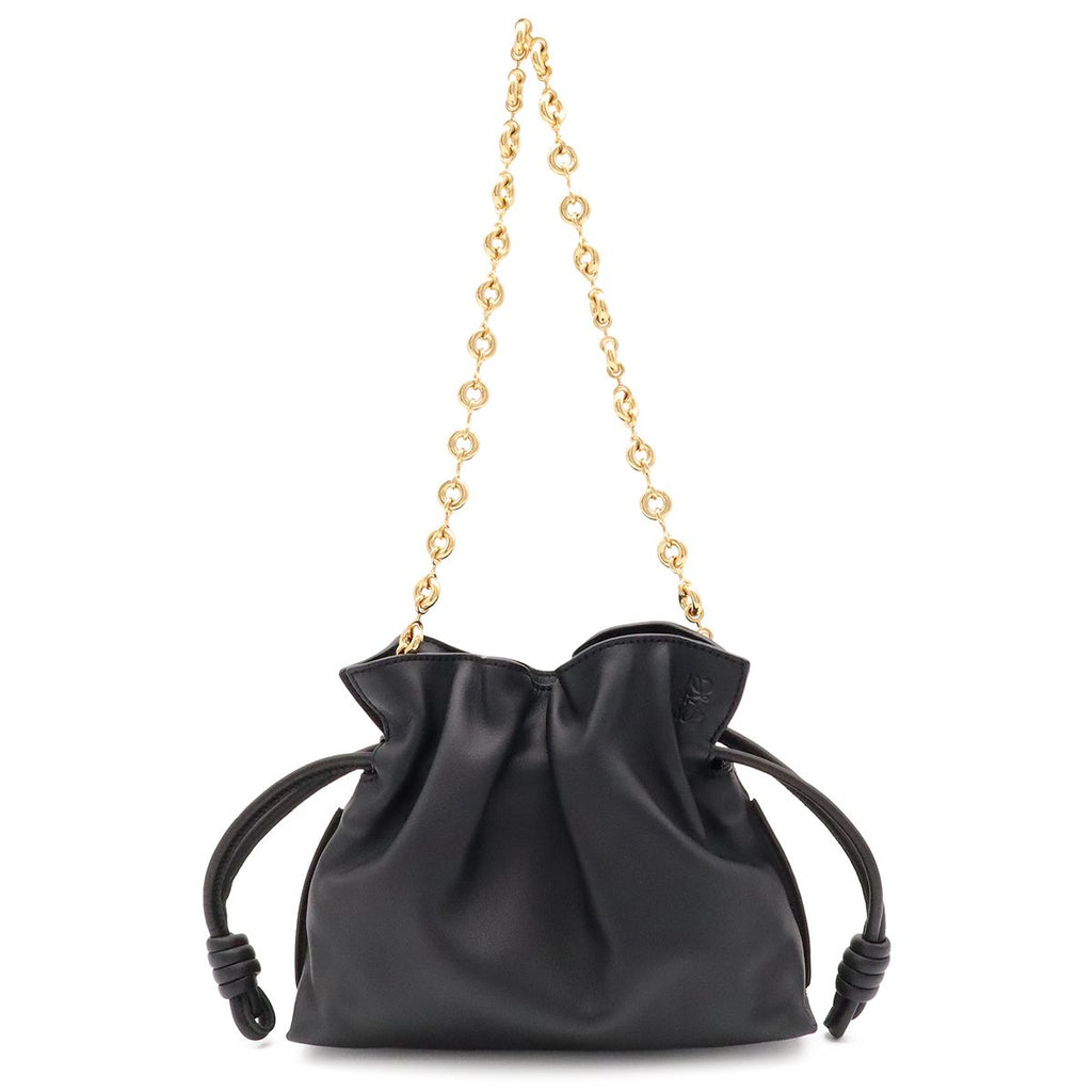 Loewe Flamenco Anagram Donut Chain Shoulder Bag Nappa Leather Black Gold