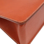 Hermes White Bus GM Handbag Business Bag Chevre Leather Noisette Brown Silver — view 3