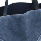 Loewe Puzzle Fold Tote Large Shoulder Bag Folding Suede Leather Navy — view 7