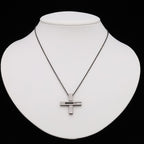 Gucci G Motif Cross Pendant Gunmetal Necklace — view 6