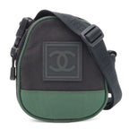 Chanel Sports Line CC Logo Shoulder Bag 2-Way Pouch Nylon Canvas Black Green