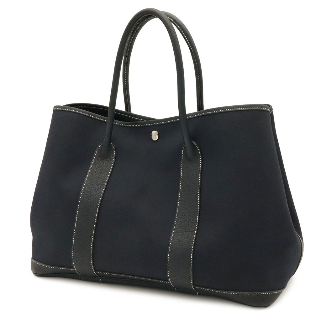 Hermes Garden Party PM Tote Shoulder Bag Toile Officier Leather Navy Silver — view 2