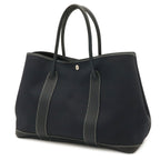 Hermes Garden Party PM Tote Shoulder Bag Toile Officier Leather Navy Silver — view 2