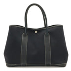 Hermes Garden Party PM Tote Shoulder Bag Toile Officier Leather Navy Silver