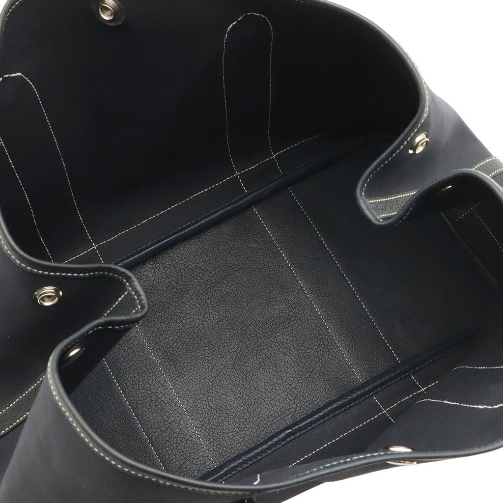 Hermes Garden Party PM Tote Shoulder Bag Toile Officier Leather Navy Silver — view 6