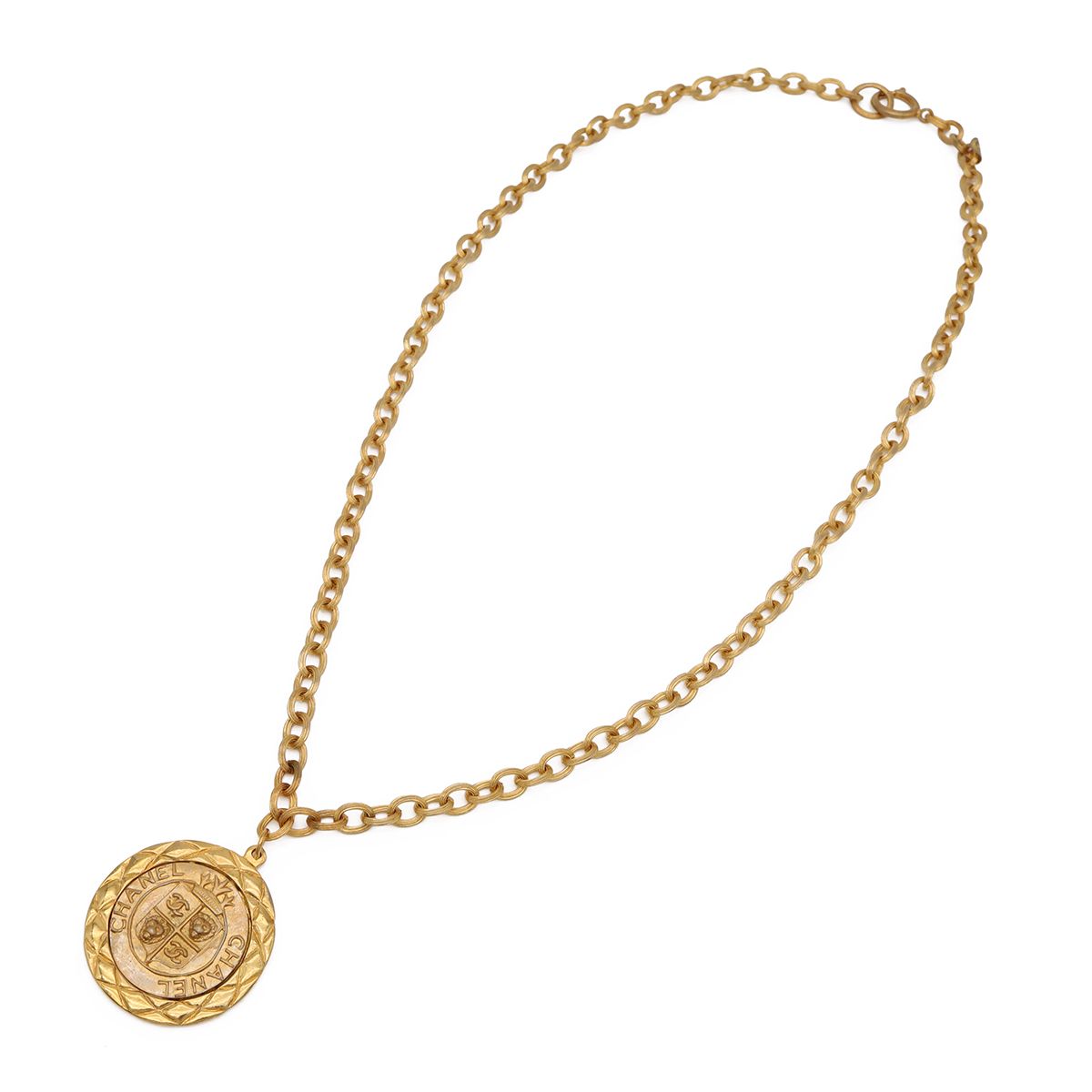 Chanel Medallion CC Logo Lion Chain Pendant Gold Plated Necklace — view 2